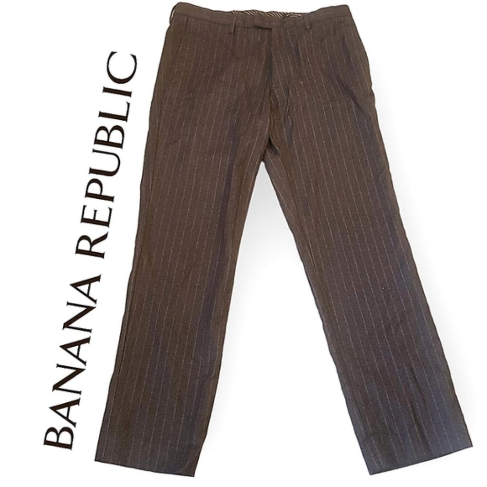 **SOLD**Banana Republic 100% wool slim fit lined pinstripe grey trouser slack